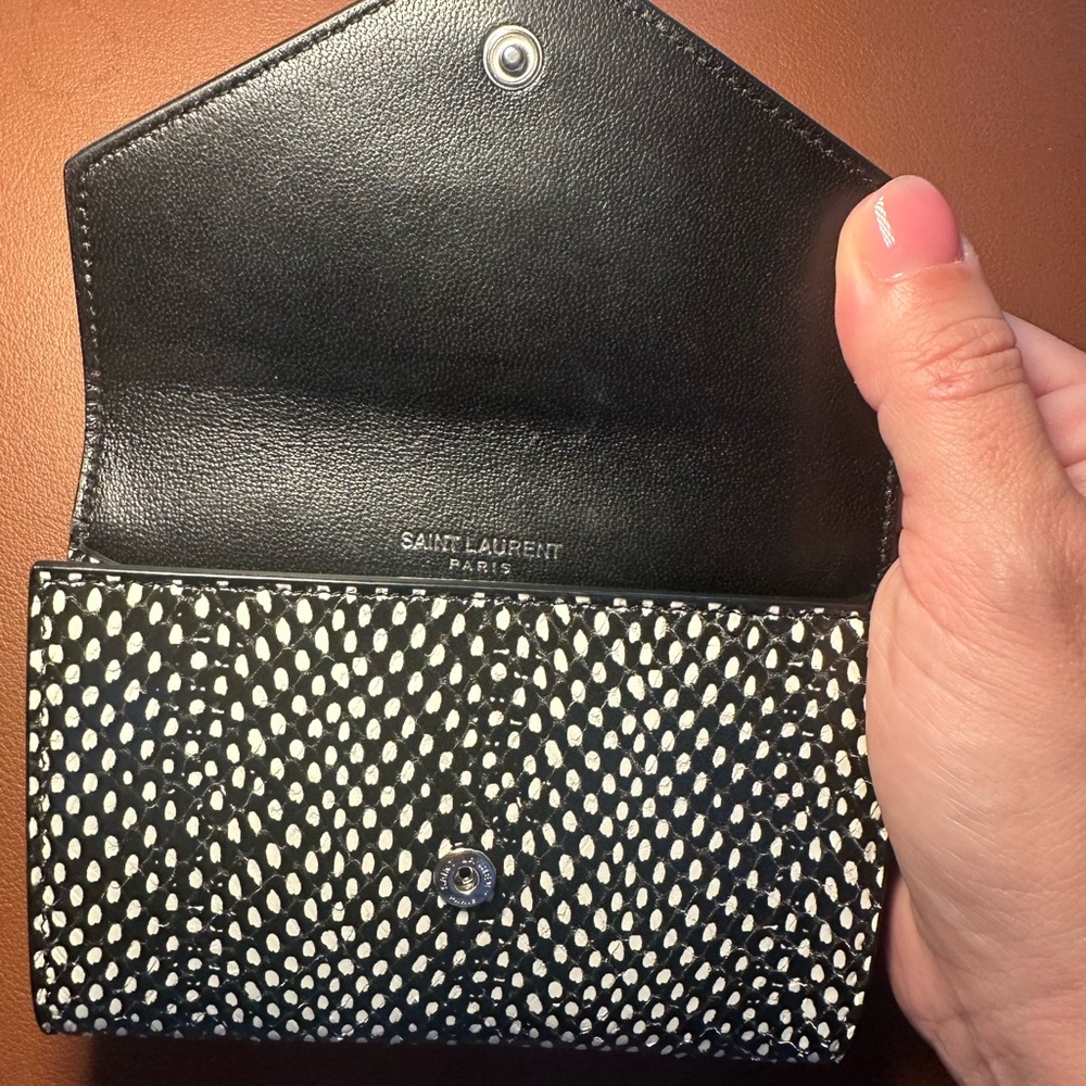 Ysl Cassandre Small Python Embossed Leather Envel… - image 8